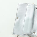 FENDI Chain Wallet Shoulder Bag Leather Silver Auth 170855V-20
