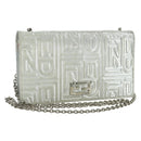 FENDI Chain Wallet Shoulder Bag Leather Silver Auth 170855V-1