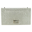 FENDI Chain Wallet Shoulder Bag Leather Silver Auth 170855V-13
