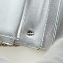 FENDI Chain Wallet Shoulder Bag Leather Silver Auth 170855V-23