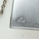 FENDI Chain Wallet Shoulder Bag Leather Silver Auth 170855V-24