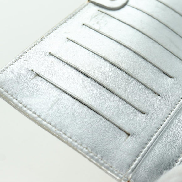 FENDI Chain Wallet Shoulder Bag Leather Silver Auth 170855V