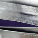 FENDI Chain Wallet Shoulder Bag Leather Silver Auth 170855V-11