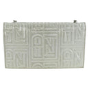 FENDI Chain Wallet Shoulder Bag Leather Silver Auth 170855V-2