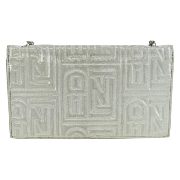 FENDI Chain Wallet Shoulder Bag Leather Silver Auth 170855V