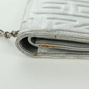 FENDI Chain Wallet Shoulder Bag Leather Silver Auth 170855V-4