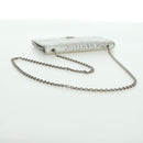 FENDI Chain Wallet Shoulder Bag Leather Silver Auth 170855V-8
