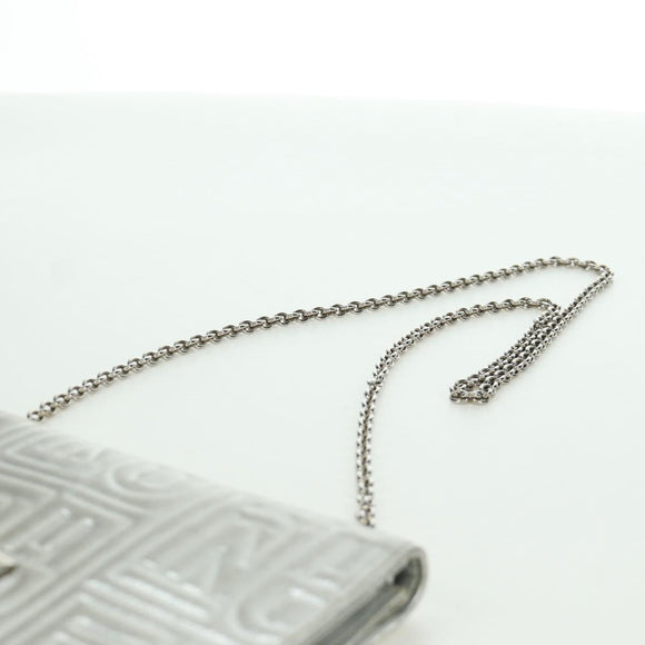 FENDI Chain Wallet Shoulder Bag Leather Silver Auth 170855V