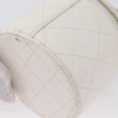 CHANEL Matelasse Chain Shoulder Bag Lamb Skin White Gold CC Auth 170857M-18