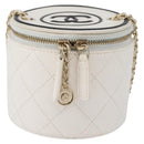CHANEL Matelasse Chain Shoulder Bag Lamb Skin White Gold CC Auth 170857M-13