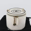 CHANEL Matelasse Chain Shoulder Bag Lamb Skin White Gold CC Auth 170857M-12