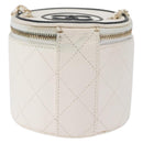 CHANEL Matelasse Chain Shoulder Bag Lamb Skin White Gold CC Auth 170857M-2