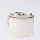 CHANEL Matelasse Chain Shoulder Bag Lamb Skin White Gold CC Auth 170857M-4
