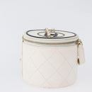 CHANEL Matelasse Chain Shoulder Bag Lamb Skin White Gold CC Auth 170857M-5