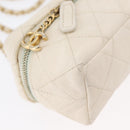 CHANEL Matelasse Vanity Chain Bag Caviar Skin White Gold CC Auth 170858A-10