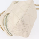 CHANEL Matelasse Vanity Chain Bag Caviar Skin White Gold CC Auth 170858A-16