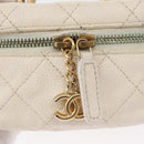 CHANEL Matelasse Vanity Chain Bag Caviar Skin White Gold CC Auth 170858A-18