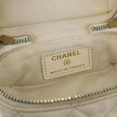 CHANEL Matelasse Vanity Chain Bag Caviar Skin White Gold CC Auth 170858A-19