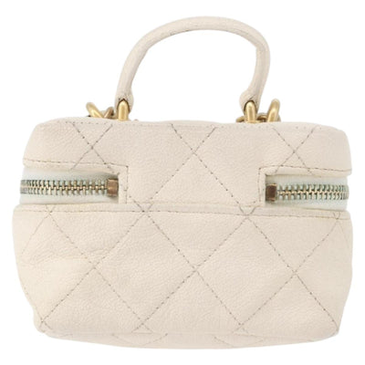 CHANEL Matelasse Vanity Chain Bag Caviar Skin White Gold CC Auth 170858A - 0