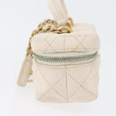 CHANEL Matelasse Vanity Chain Bag Caviar Skin White Gold CC Auth 170858A-3