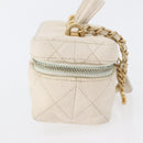 CHANEL Matelasse Vanity Chain Bag Caviar Skin White Gold CC Auth 170858A-4
