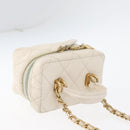 CHANEL Matelasse Vanity Chain Bag Caviar Skin White Gold CC Auth 170858A-6