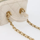 CHANEL Matelasse Vanity Chain Bag Caviar Skin White Gold CC Auth 170858A-7