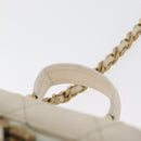 CHANEL Matelasse Vanity Chain Bag Caviar Skin White Gold CC Auth 170858A-8