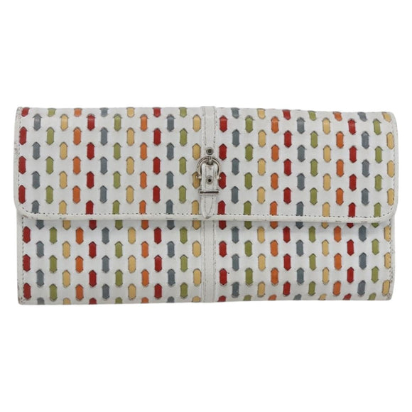 Salvatore Ferragamo Gancini Long Wallet Leather Multicolor Silver Auth 170860