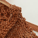 CHANEL Shoulder Bag Leather Brown Silver CC Auth 170878V-23