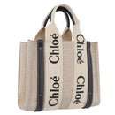 Chloe Woody Small Hand Bag Canvas Beige Auth 170882-1