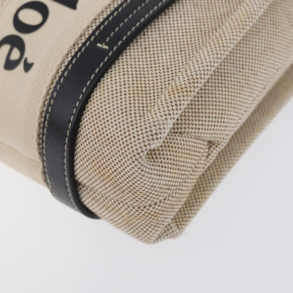 Chloe Woody Small Hand Bag Canvas Beige Auth 170882