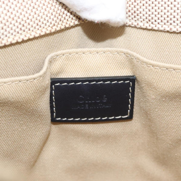 Chloe Woody Small Hand Bag Canvas Beige Auth 170882