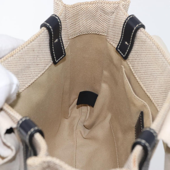 Chloe Woody Small Hand Bag Canvas Beige Auth 170882