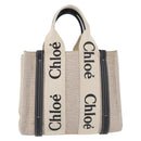 Chloe Woody Small Hand Bag Canvas Beige Auth 170882-13