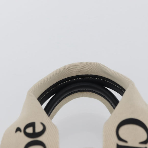 Chloe Woody Small Hand Bag Canvas Beige Auth 170882