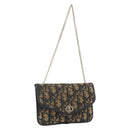 Christian Dior Trotter Canvas Chain Shoulder Pouch Navy Gold Auth 170883-1