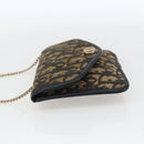 Christian Dior Trotter Canvas Chain Shoulder Pouch Navy Gold Auth 170883-3