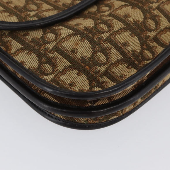 Christian Dior Trotter Canvas Schoudertas Beige Goud Auth 170884