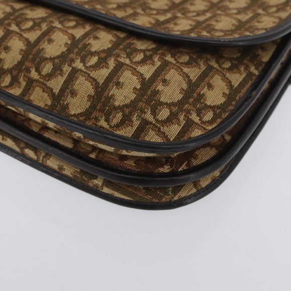 Christian Dior Trotter Canvas Schoudertas Beige Goud Auth 170884