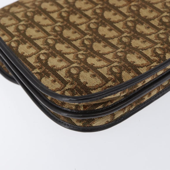 Christian Dior Trotter Canvas Schoudertas Beige Goud Auth 170884