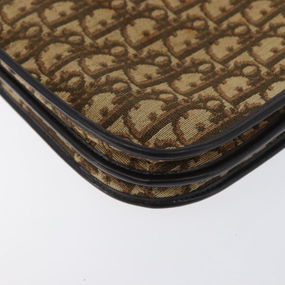 Christian Dior Trotter Canvas Schoudertas Beige Goud Auth 170884