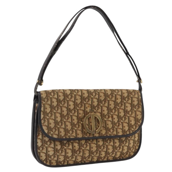 Christian Dior Trotter Canvas Schoudertas Beige Goud Auth 170884