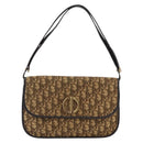 Christian Dior Trotter Canvas Schoudertas Beige Goud Auth 170884-13
