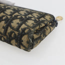 Christian Dior Trotter Canvas Pouch Navy Gold Auth 170885-15