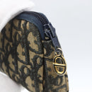 Christian Dior Trotter Canvas Pouch Navy Gold Auth 170885-8