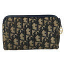 Christian Dior Trotter Canvas Pouch Navy Gold Auth 170885-2