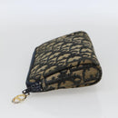 Christian Dior Trotter Canvas Pouch Navy Gold Auth 170885-3