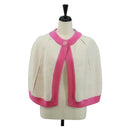 CHANEL Cape Poncho cotton White Pink CC Auth 170887V-1