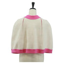 CHANEL Cape Poncho cotton White Pink CC Auth 170887V-2